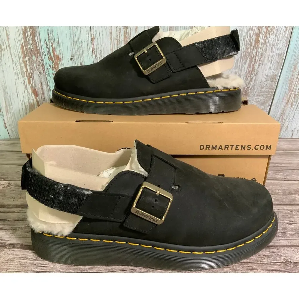 Dr Martens Jorge II Black Fur Lined Mules Men 10 Women 11